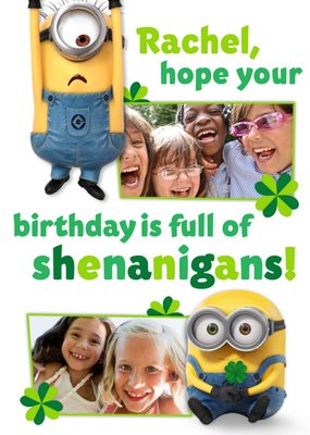 Despicable Me Minions Birthday Full Of Shenanigans Photo Upload Birthday Card