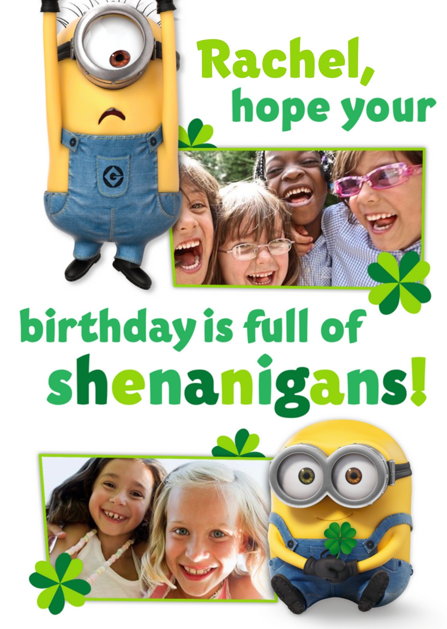 Despicable Me Minions Birthday Full Of Shenanigans Photo Upload Birthday Card Ecard