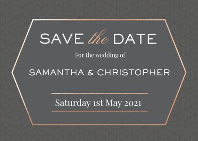 Geometric Pattern Graphic Typographic Wedding Save The Date Card