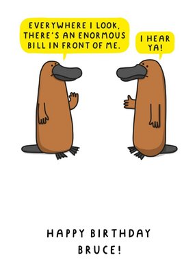 Illustration Of A Pair Of Platypuses Funny Pun Birthday Card
