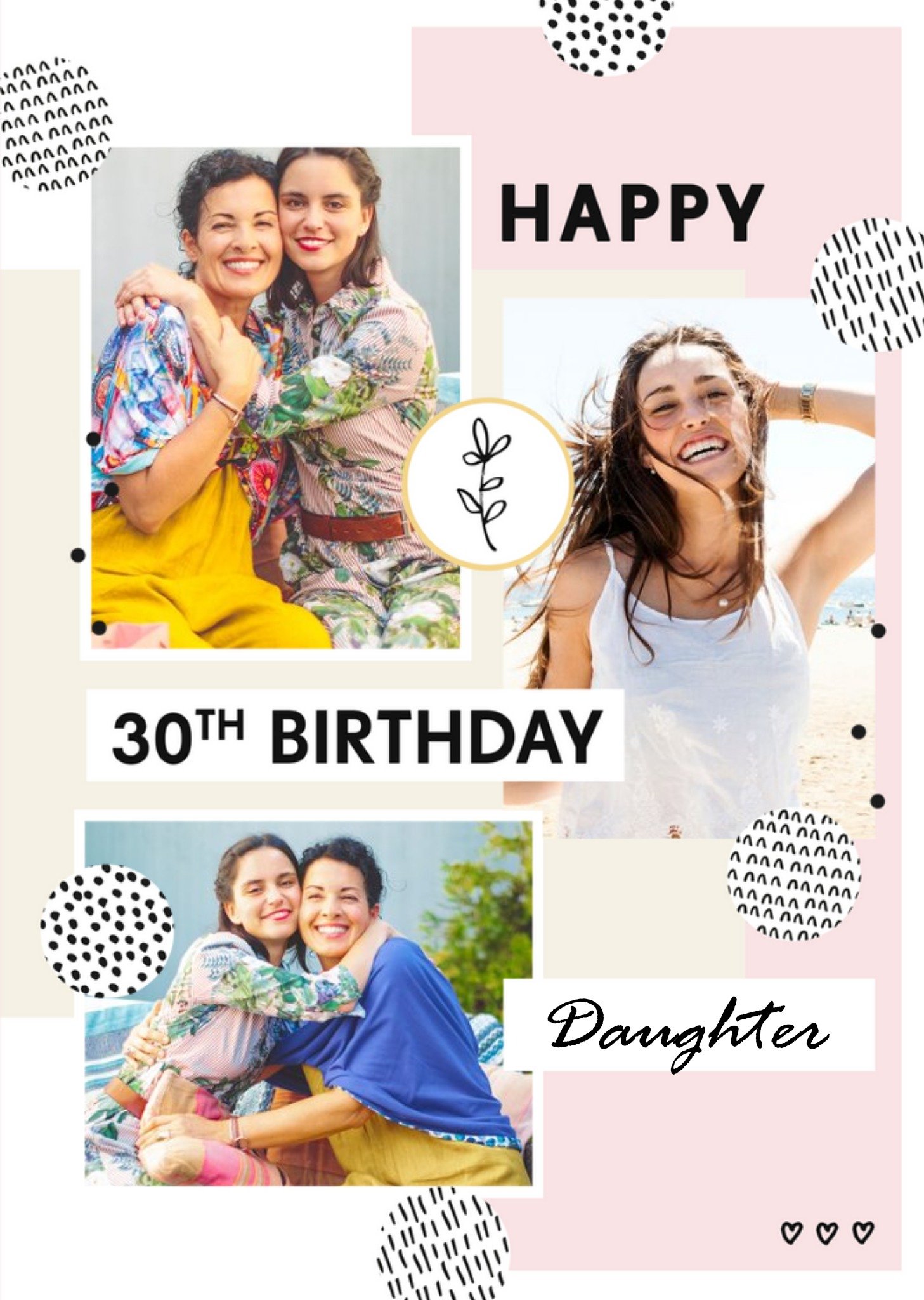 Moonpig Patterned Circles Abstract 30th Birthday Daughter Photo Upload Card Ecard