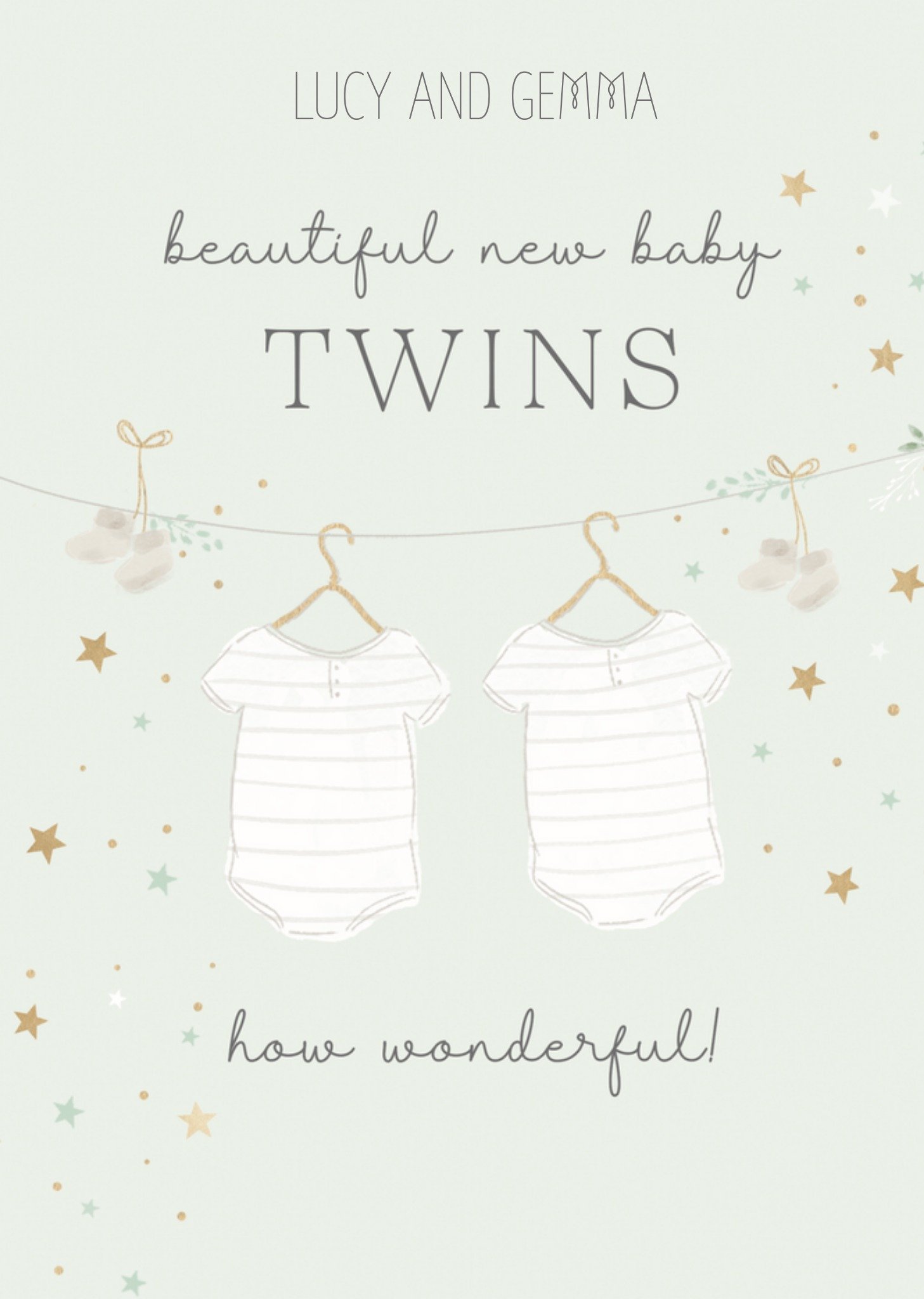 Moonpig Matching Clothes New Baby Twins Card Ecard