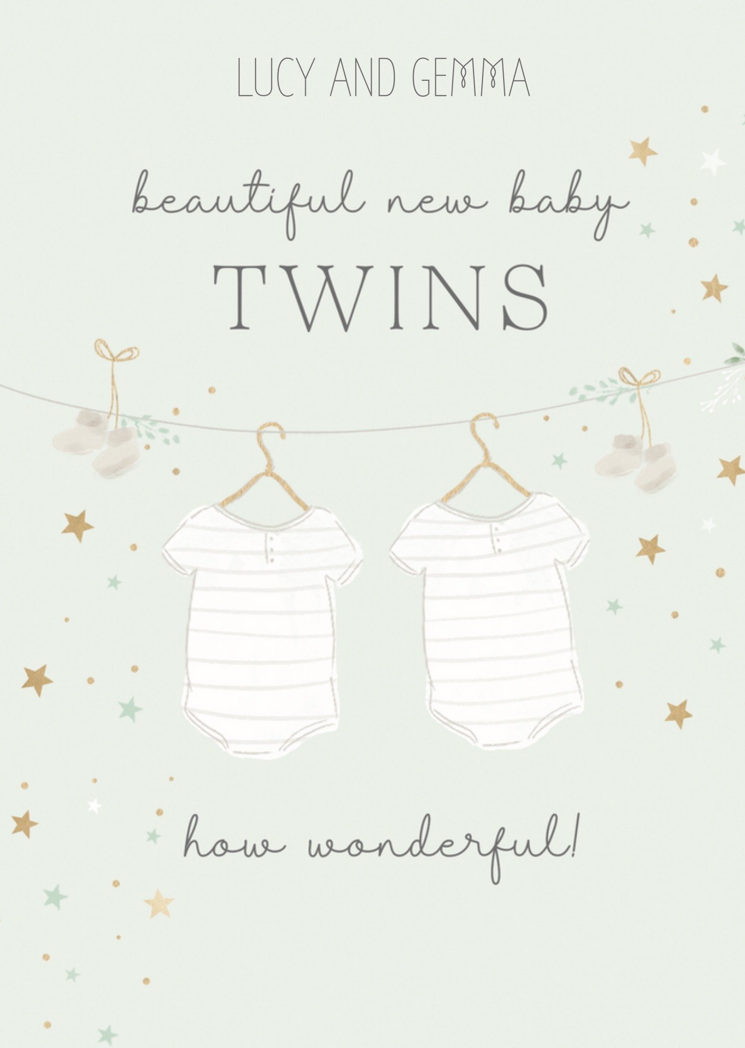 Matching Clothes New Baby Twins Card Ecard