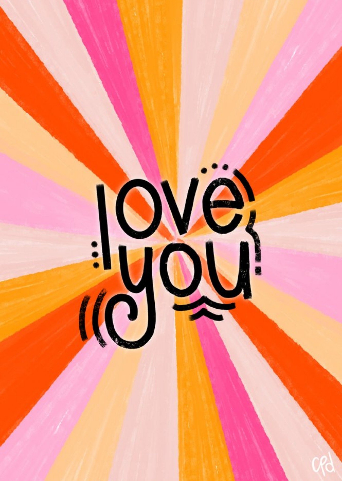 Bright Graphic Line Design Love You Card Ecard