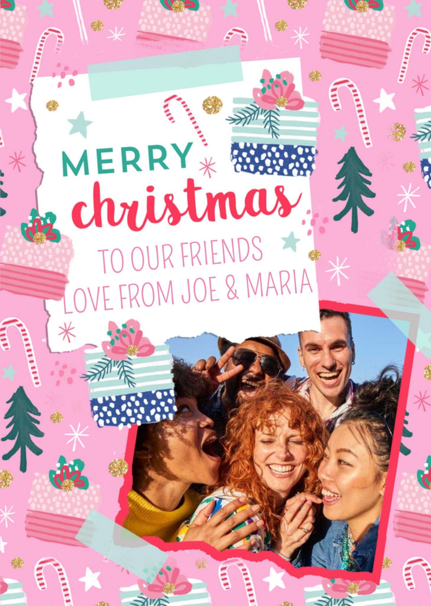 Merry Christmas To Our Friends Photo Upload Card Ecard