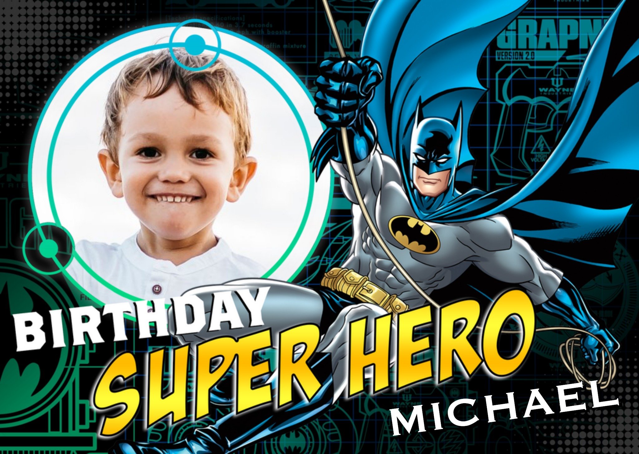 Batman Superhero Personalised Birthday Card, Large