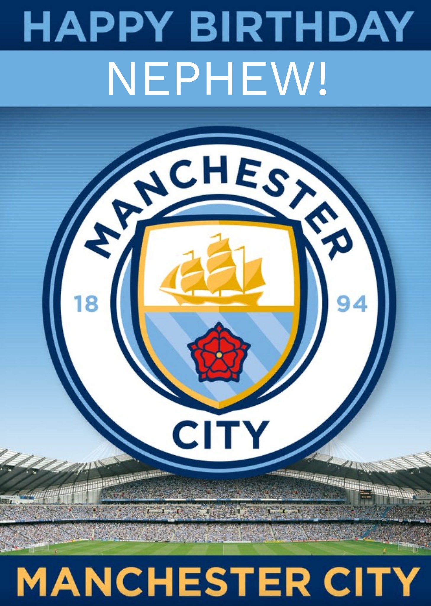 Manchester City Football Nephew Birthday Card Ecard