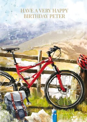 Cycling In The Mountains Personalised Birthday Card