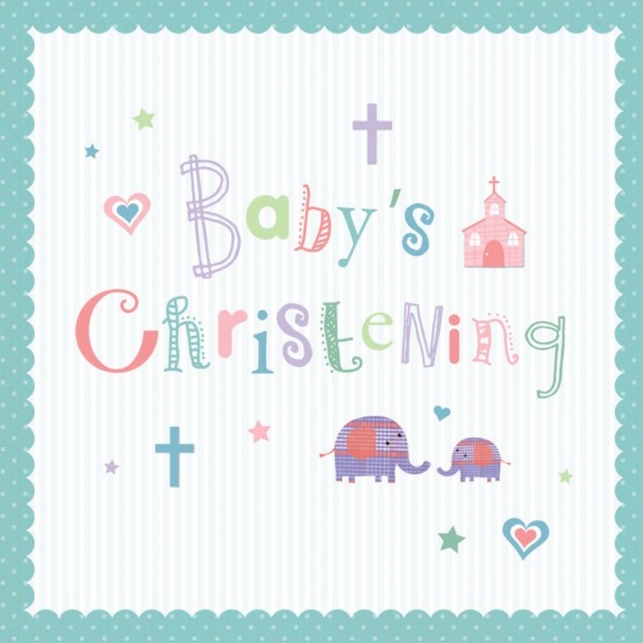 Moonpig Baby's Christening Elephants Cute Card, Square