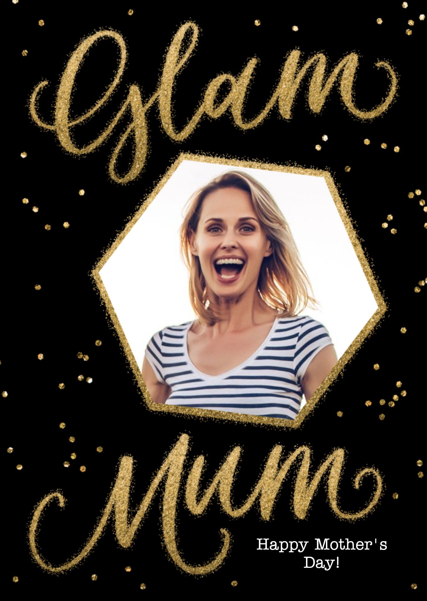 Moonpig Metallic Gold Glam Mum Personalised Mother's Day Card, Large