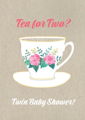 Personalised Twin Baby Shower Card Tea For Two?