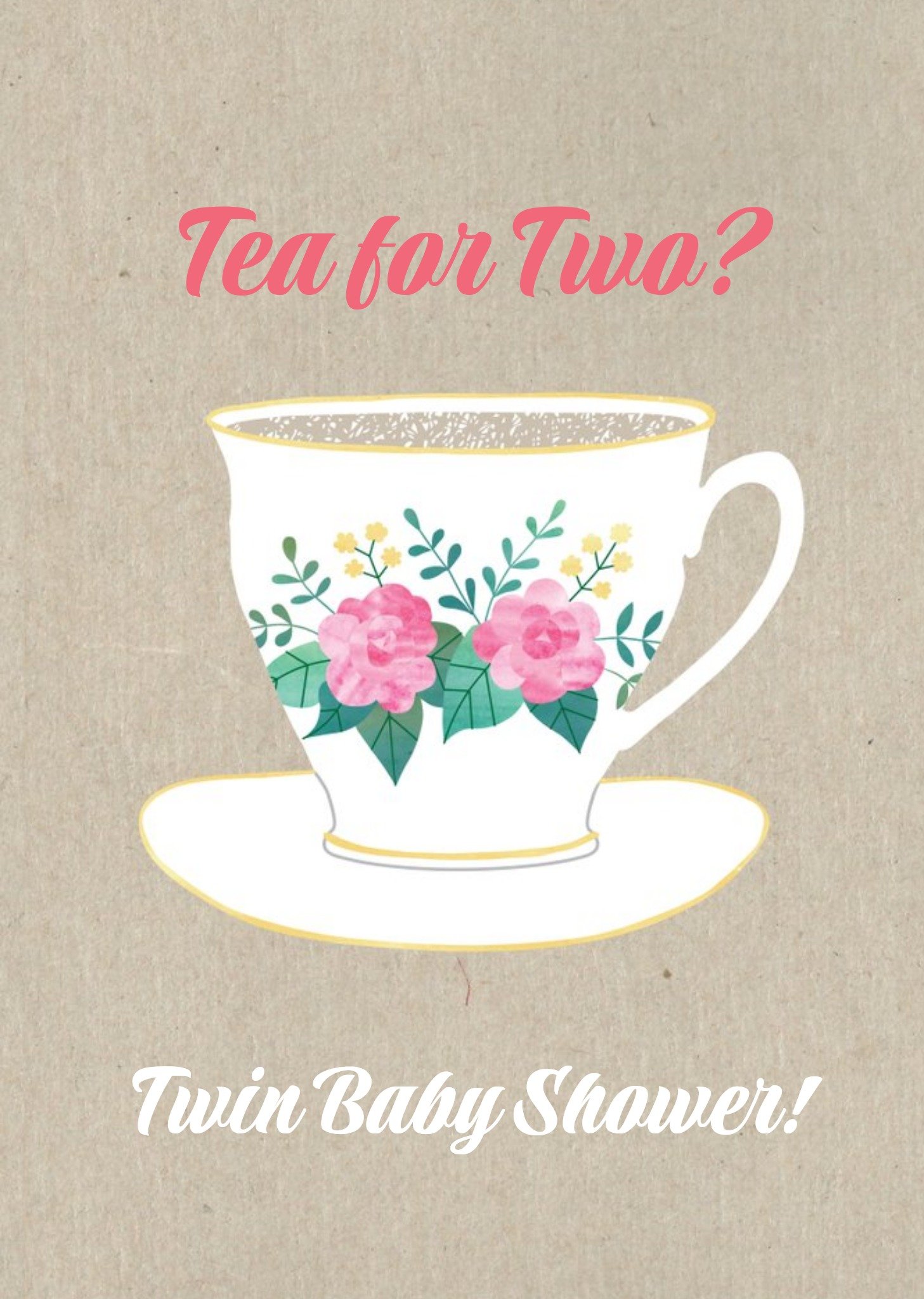 Moonpig Personalised Twin Baby Shower Card Tea For Two?, Standard