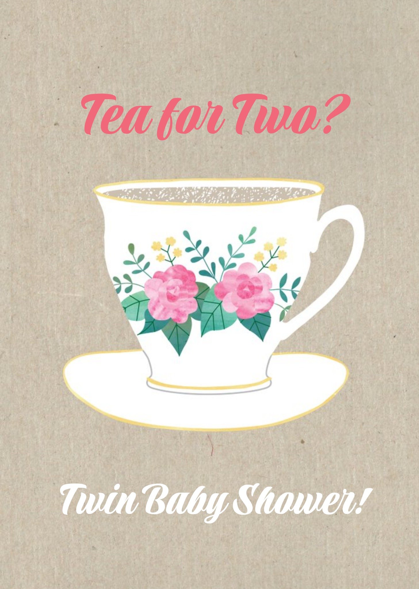 Personalised Twin Baby Shower Card Tea For Two? Ecard