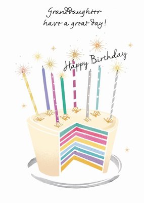 Birthday Cake With Candles Granddaughter Card