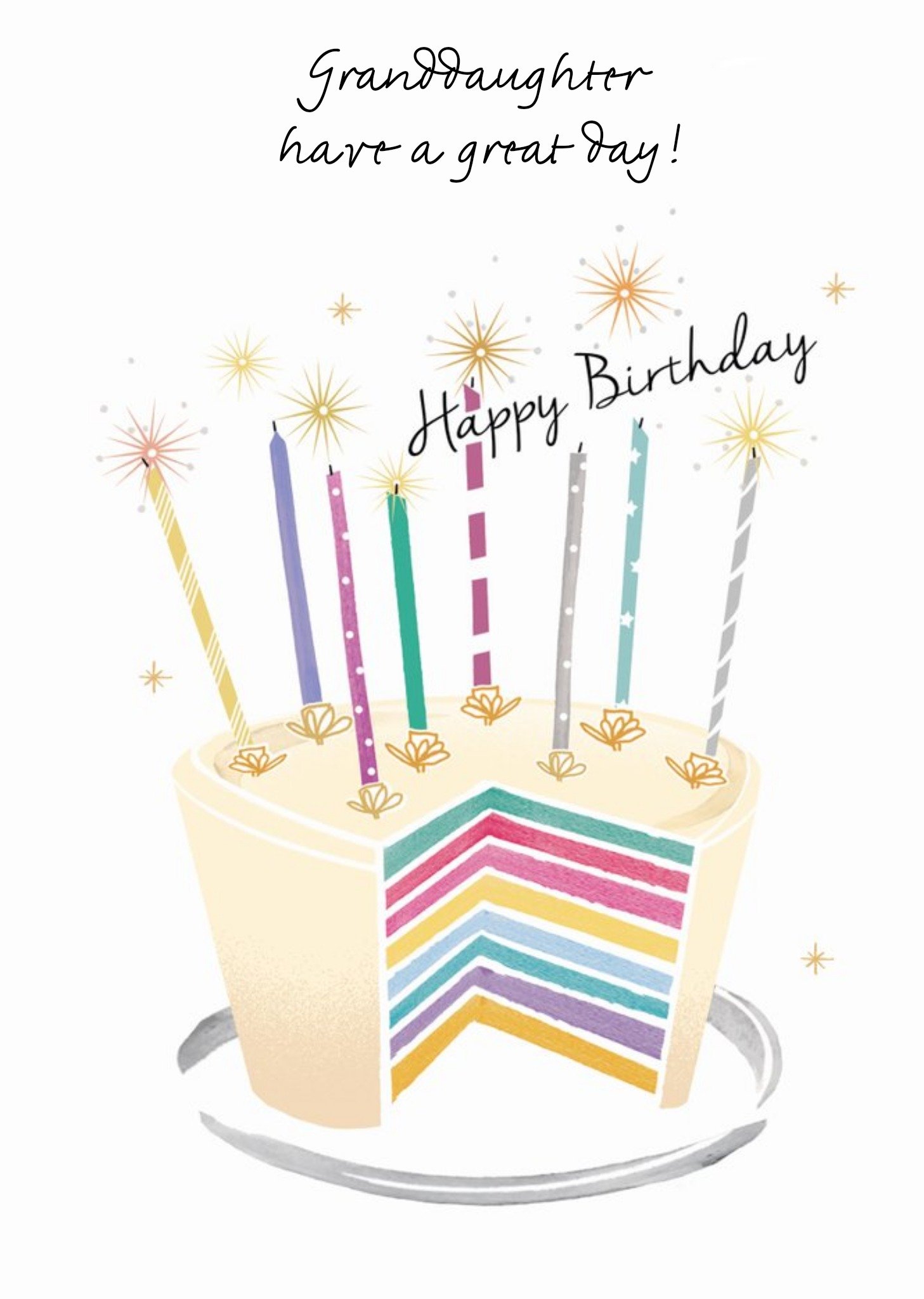 Birthday Cake With Candles Granddaughter Card Ecard