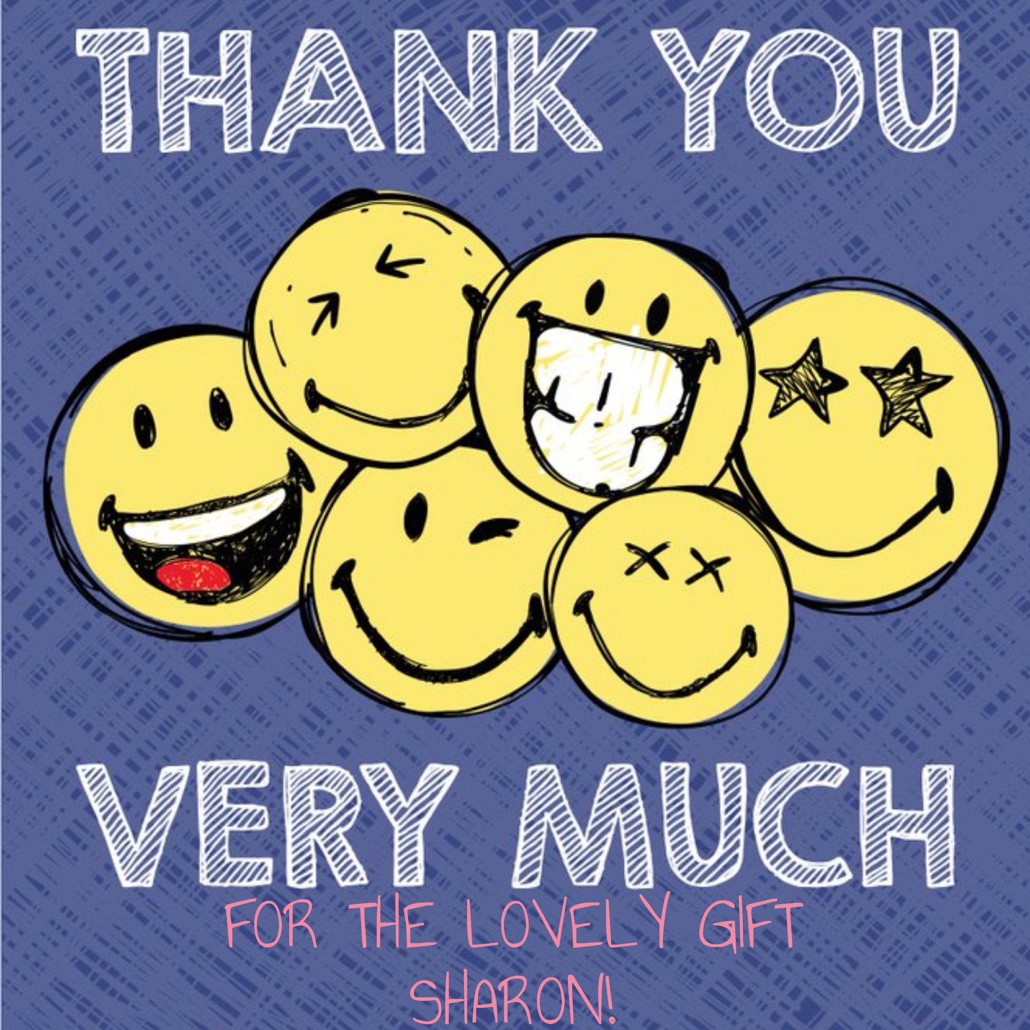 Moonpig Smiley World Thank You Very Much Card, Square