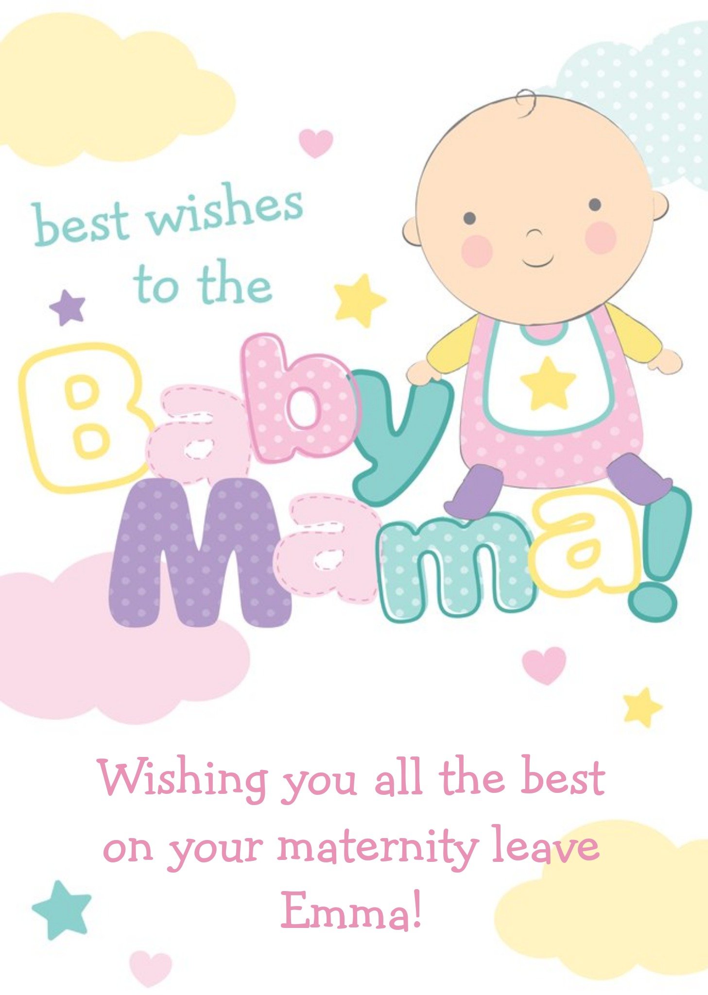 Moonpig Best Wishes To The Baby Mama Personalised Maternity Leave Card, Large