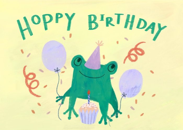 Cute Illustrated Frog Hoppy Birthday Card
