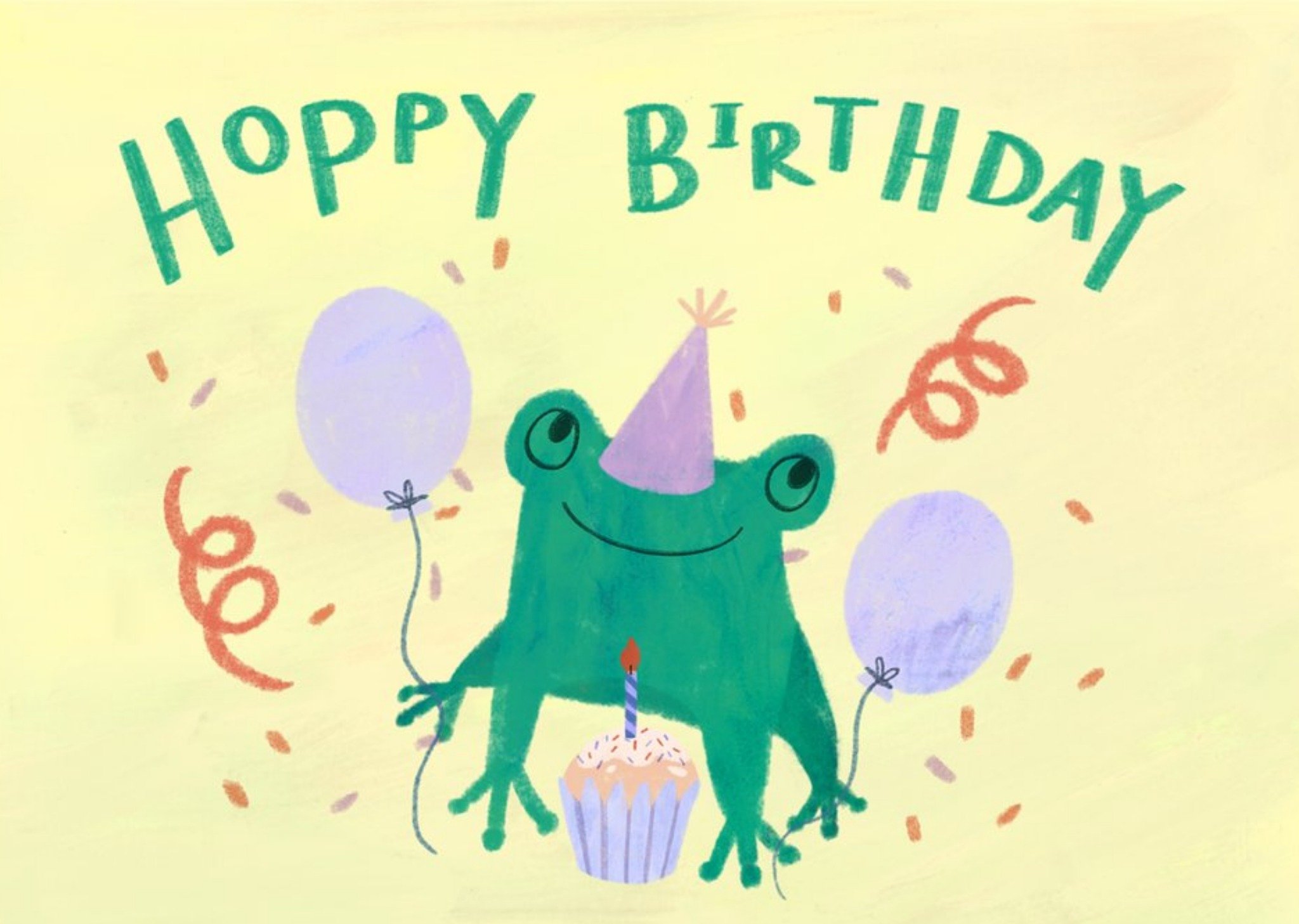 Moonpig Cute Illustrated Frog Hoppy Birthday Card, Large