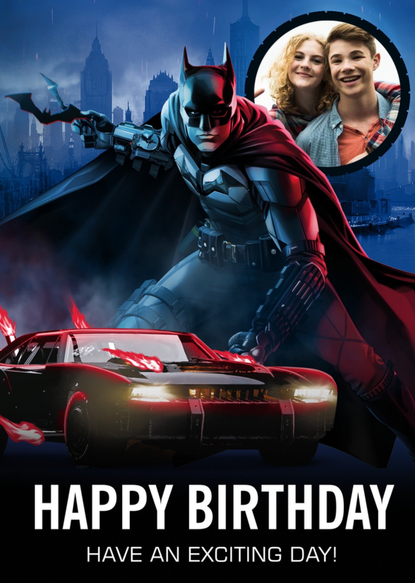The Batman Movie Exciting Day Photo Upload Birthday Card Ecard