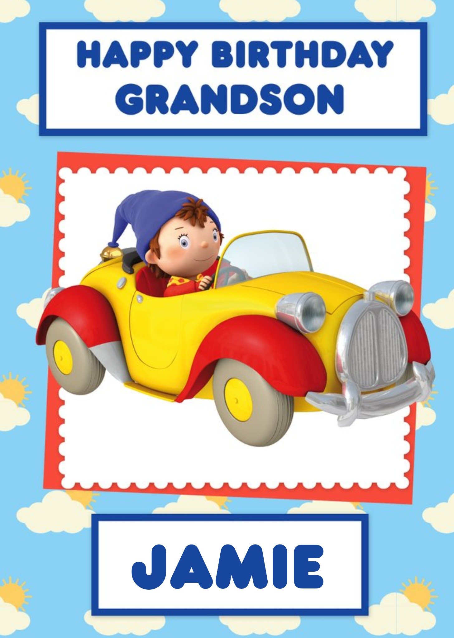 Moonpig Noddy Personalised Grandson Birthday Card, Large
