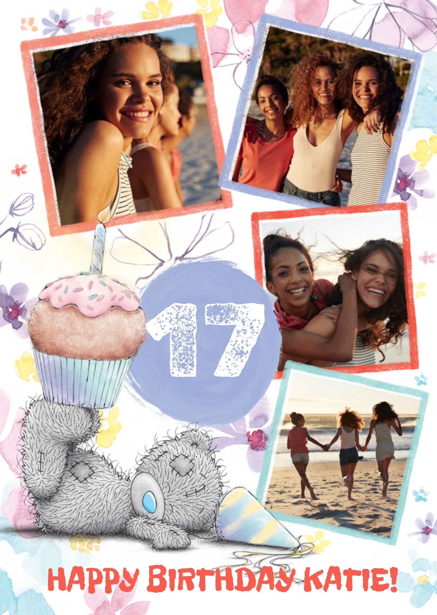 Me To You Cute Tatty Teddy 17th Birthday Photo Upload Card, Large
