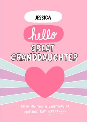 Angela Chick Heart Great Granddaughter New Baby Card