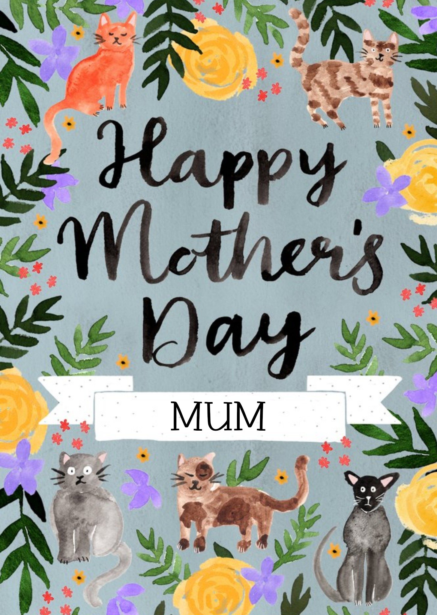 Okey Dokey Design Traditional Cat Themed Illustrated Mother's Day Card Ecard