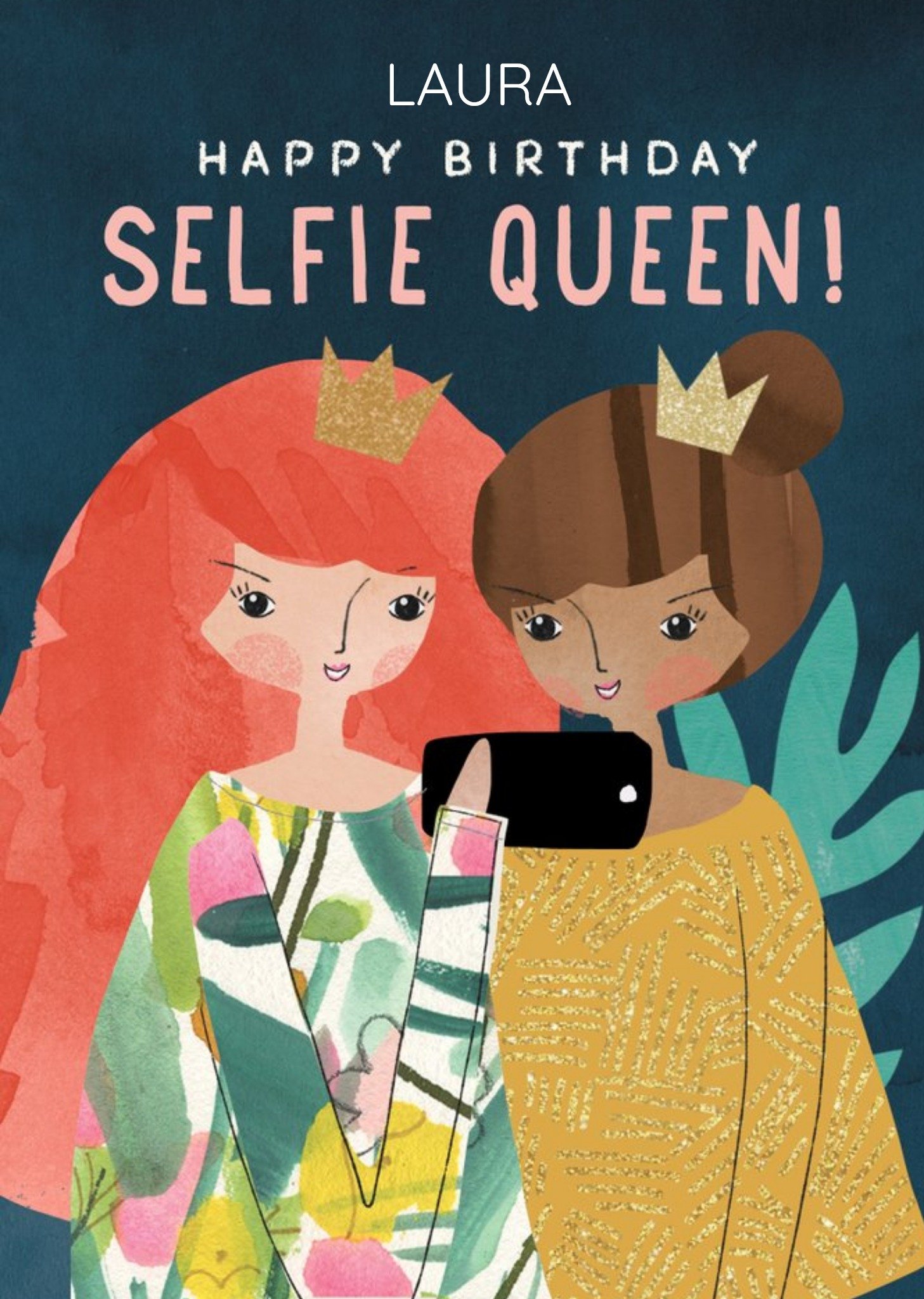 Moonpig Pigment Hey Girl Illustrated Happy Birthday Selfie Queen Card, Large