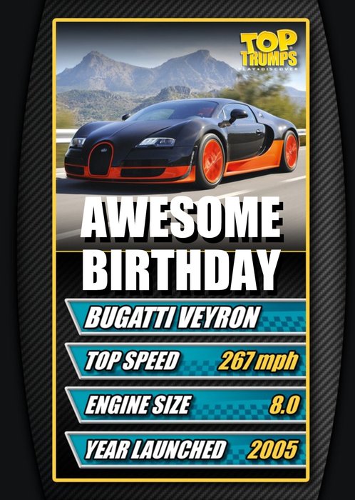 Top Trumps Awesome Birthday Bugatti Veyron Card