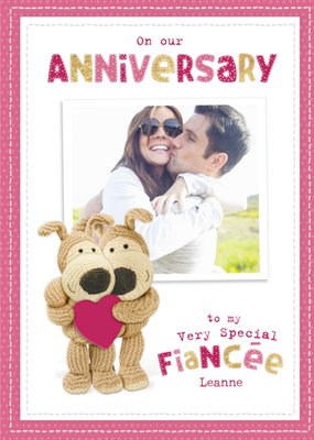 Boofle cute sentimental Fiancee Anniversary photo upload card