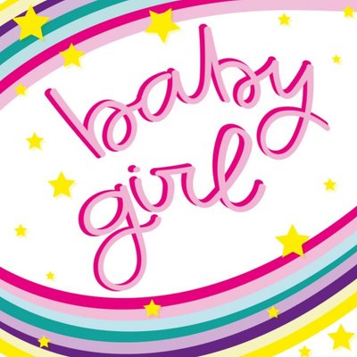 BetiBabs Typographic Illustrated Rainbow Baby Girl Card