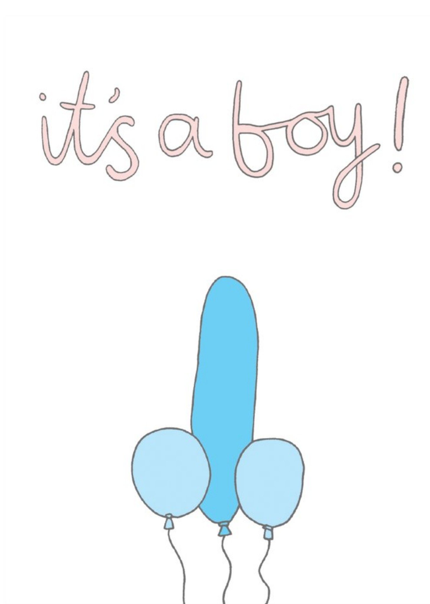 It's A Boy Funny Balloon New Baby Card