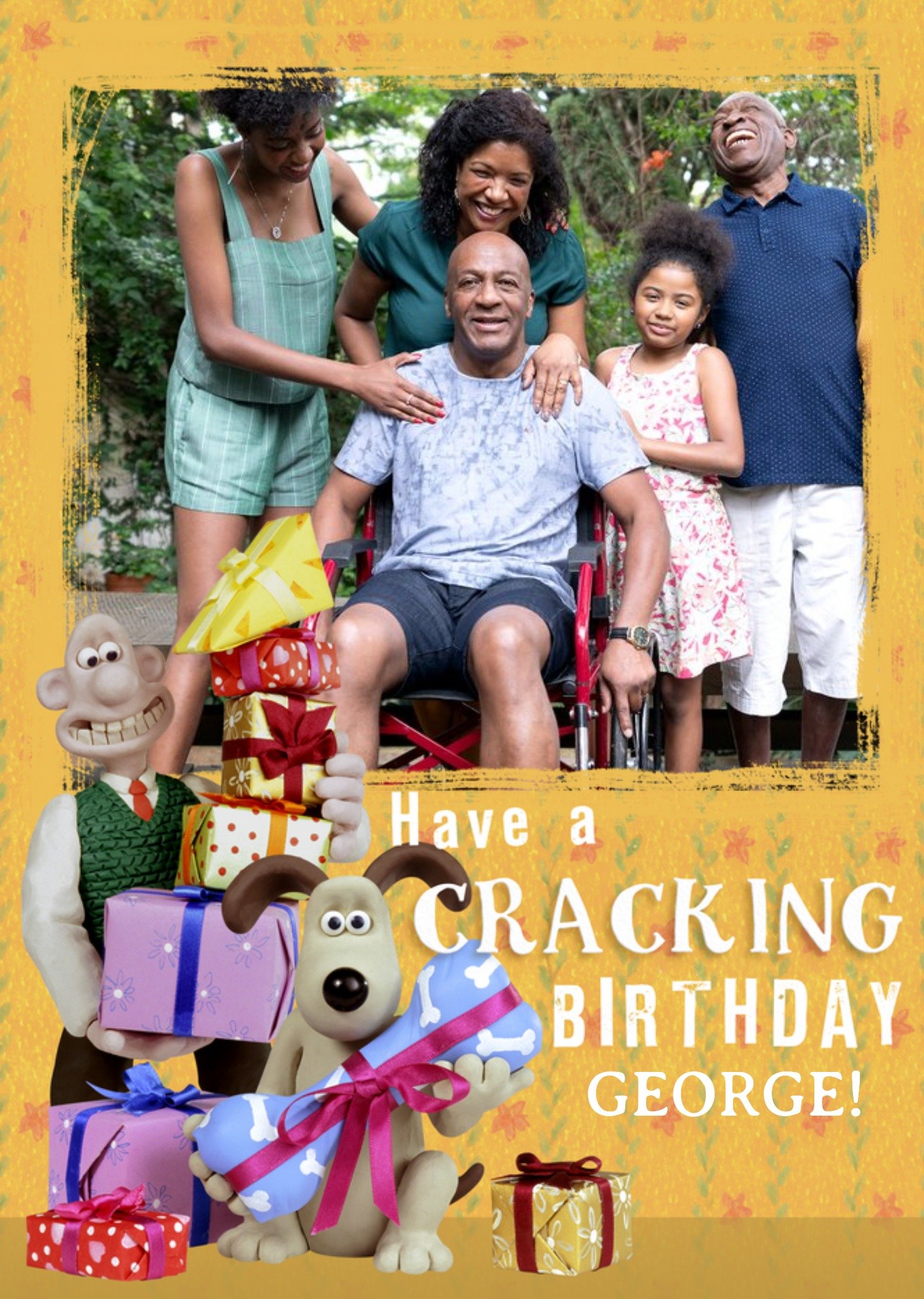 Wallace And Gromit Cracking Birthday Photo Upload Card, Large