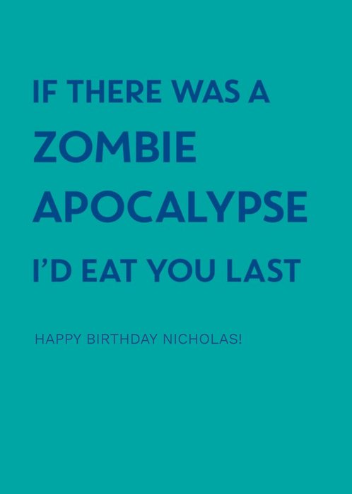 UKG Zombie Apocalypse Funny Birthday Card