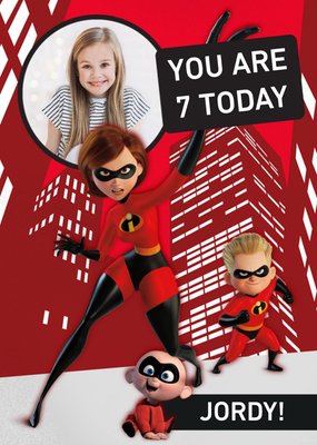 Birthday Card - The Incredibles 2 - Disney Pixar - 7 today - photo upload card