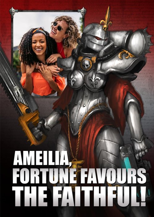 Warhammer Fortune Favours The Faithful Photo Upload Birthday Card