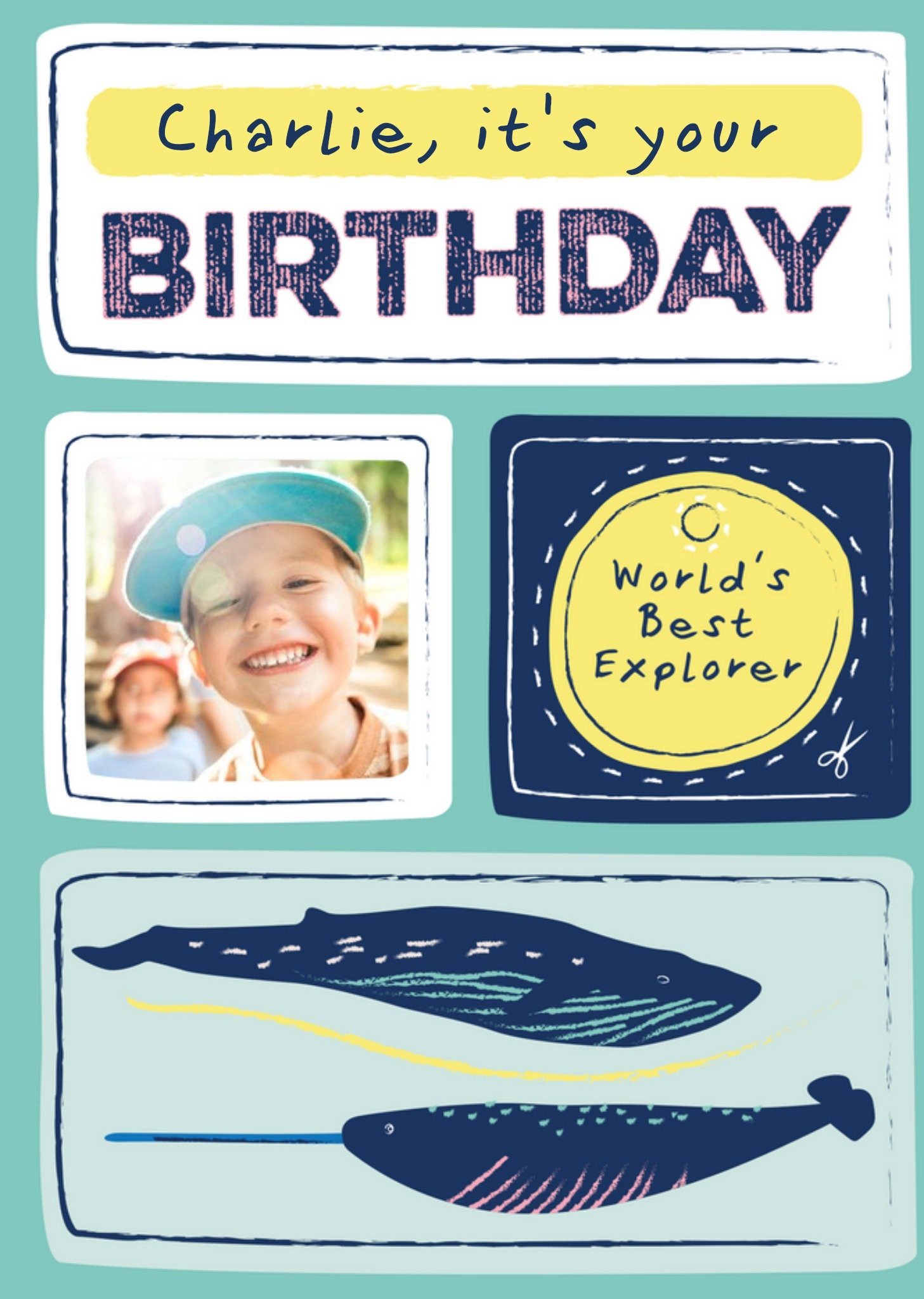 The Natural History Museum Natural History Museum Whale Photo Upload Birthday Card, Large
