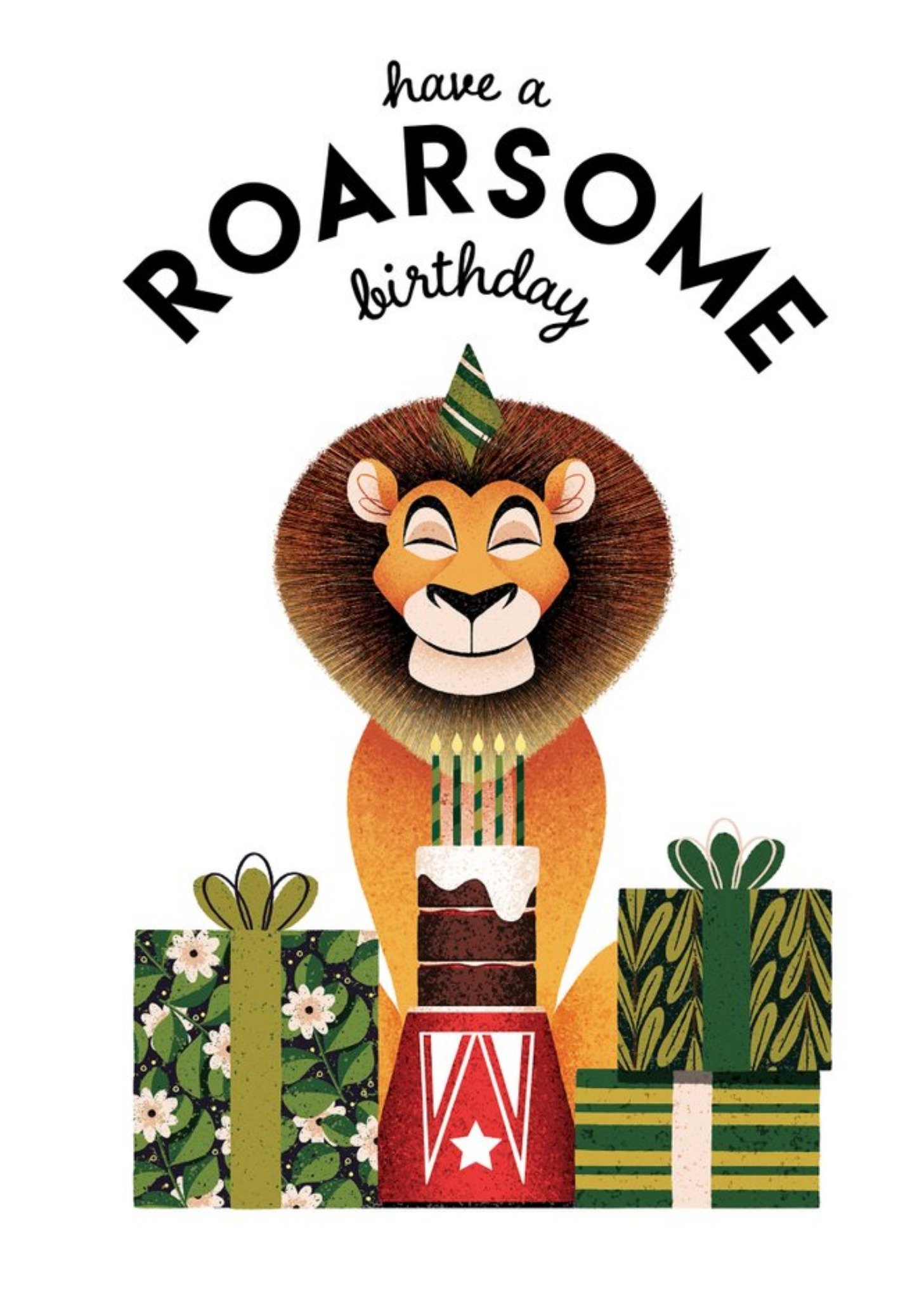 Moonpig Folio Illustration Of A Lion. Have A Roarsome Birthday Card, Large