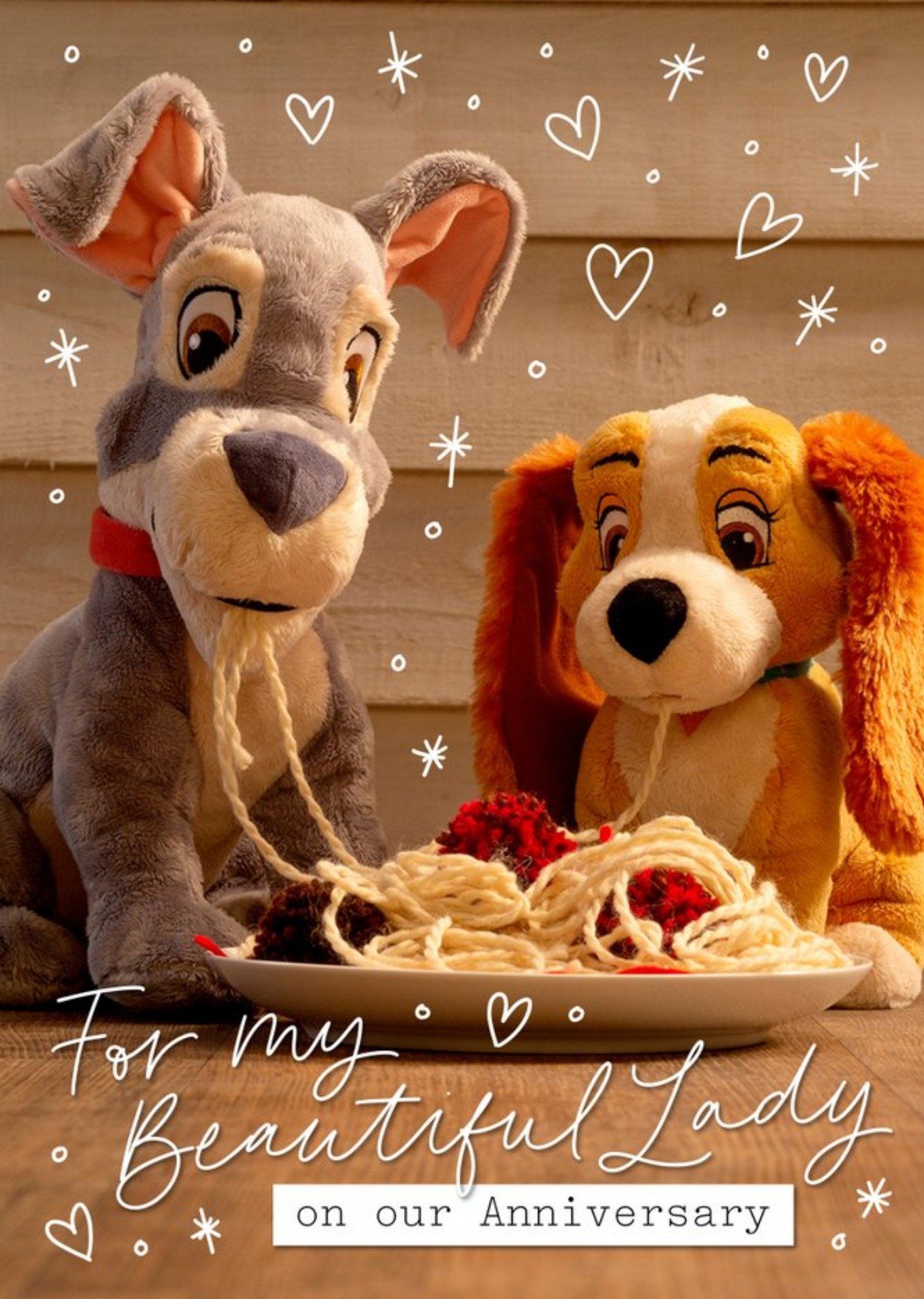 Cute Disney Plush Lady And The Tramp Beautiful Lady Anniversary Card