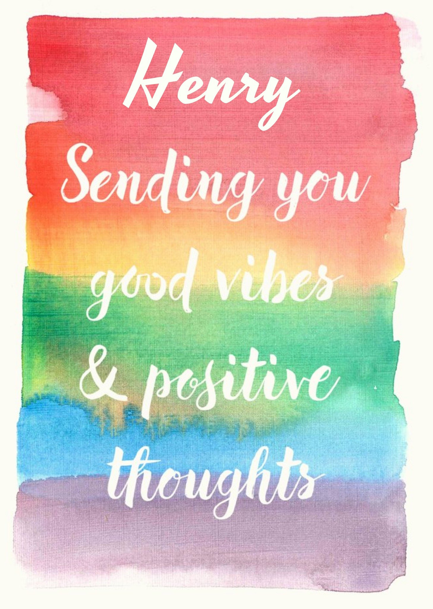 Rainbow Paintbrush Strokes Good Vibes Personalised Postcard