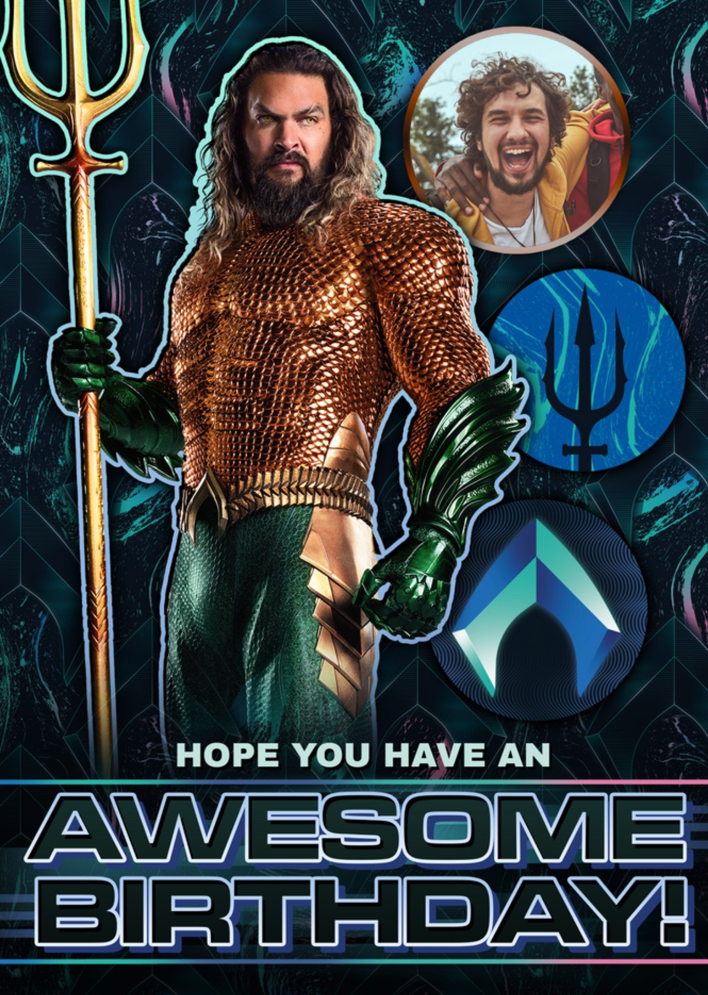 Other Aquaman Awesome Birthday Photo Upload Card, Large