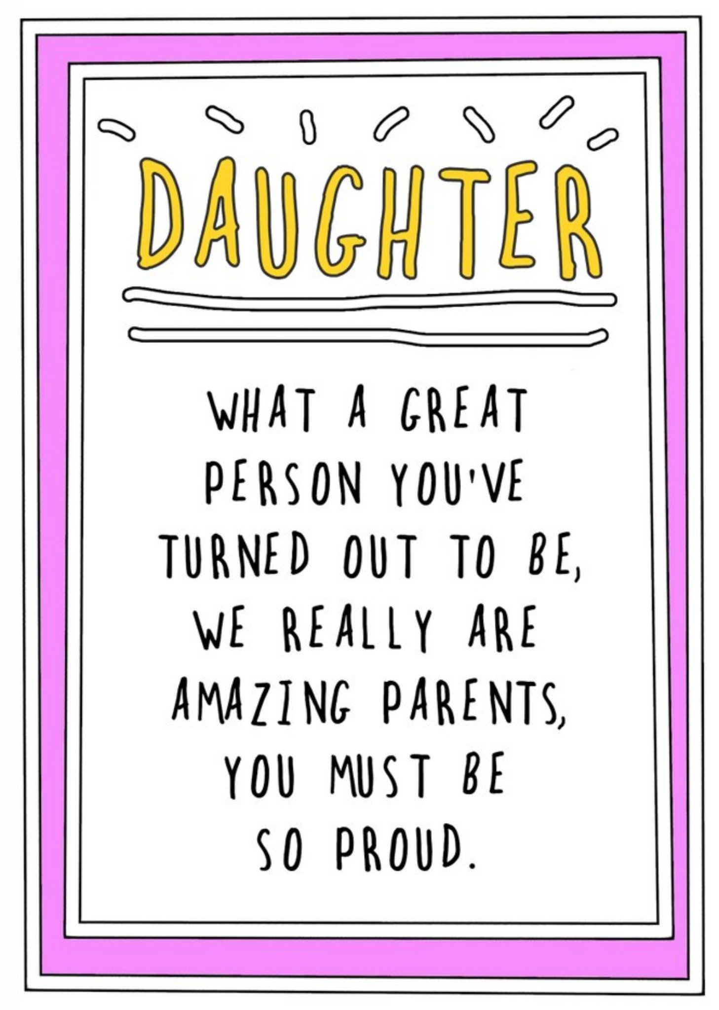 Go La La Humourous Handwritten Text With A Purple Border Daughter Card Ecard