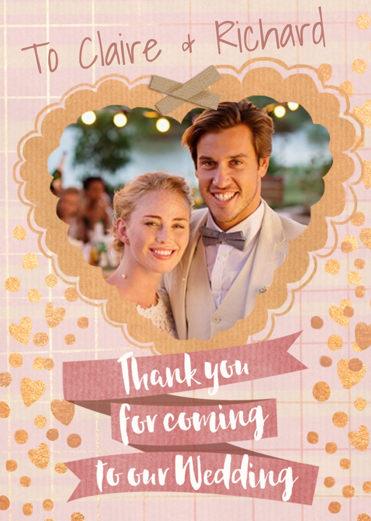 Friends Catherine Worsley Heart Photo Upload Thank You Wedding Card