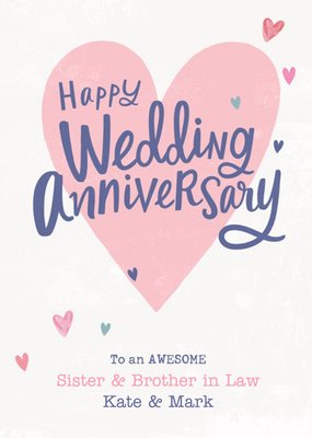 Fancy Typography Over A Pink Heart Shape On A White Background Wedding Anniversary Card