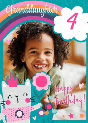 Cute Kitten princess Illustration Photo Upload Birthday Card