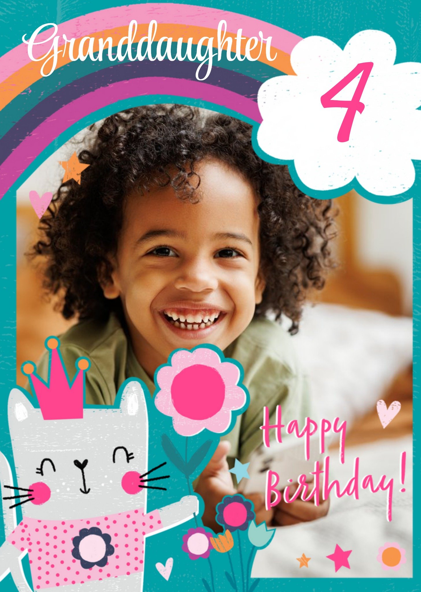 Moonpig Cute Kitten Princess Illustration Photo Upload Birthday Card, Large