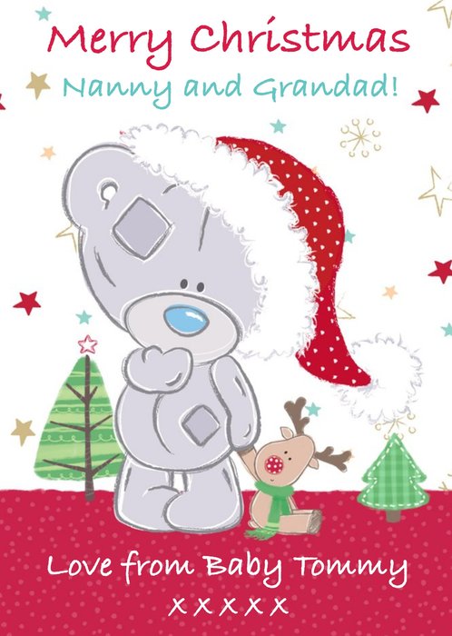 Tatty Teddy With Little Reindeer Personalised Christmas Card For Grandparents