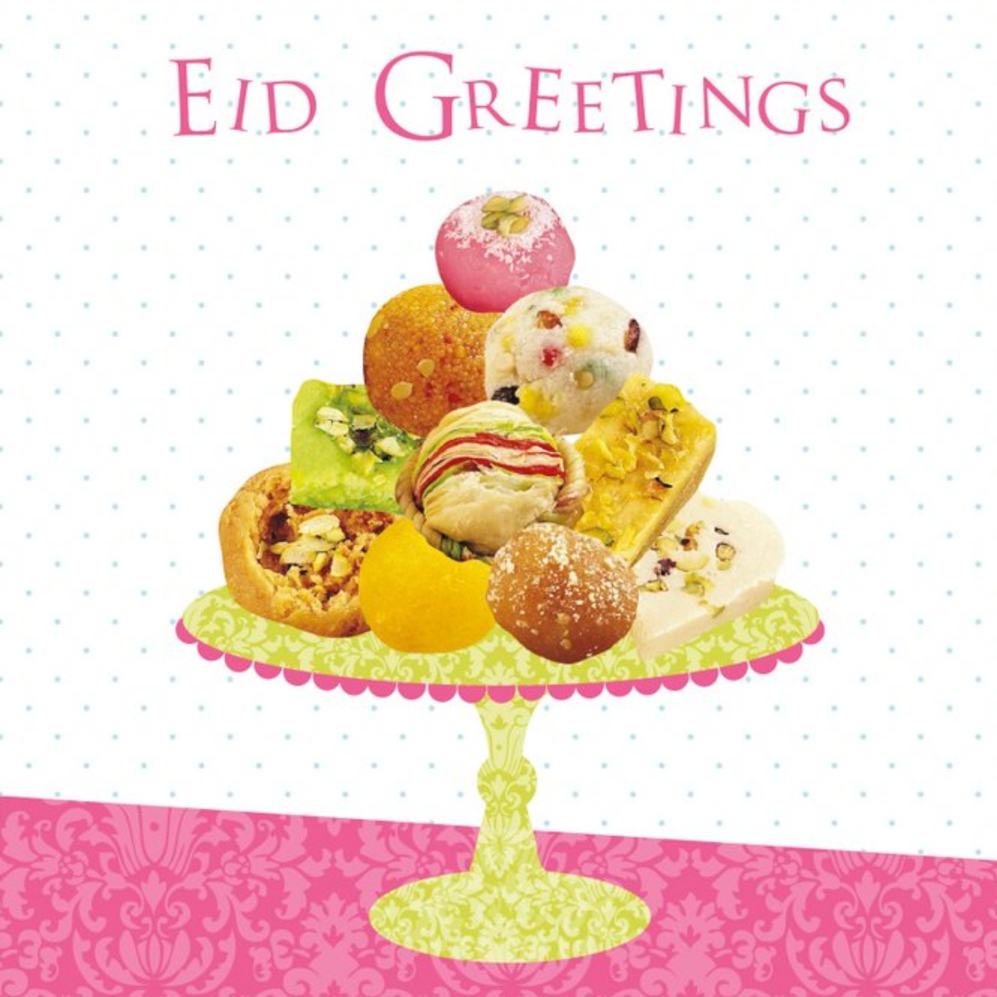 Moonpig Colourful Sweets Eid Greetings Card, Large