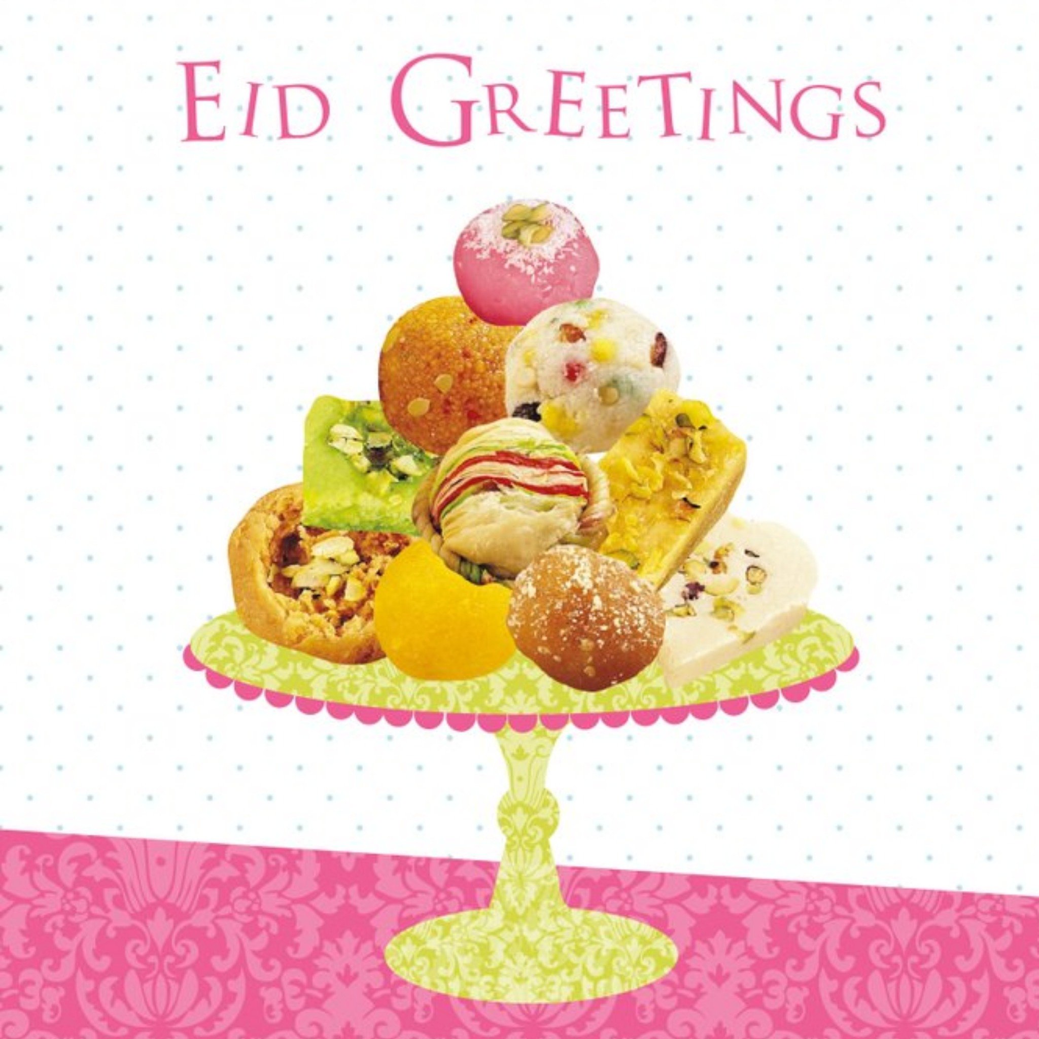 Colourful Sweets Eid Greetings Card, Square